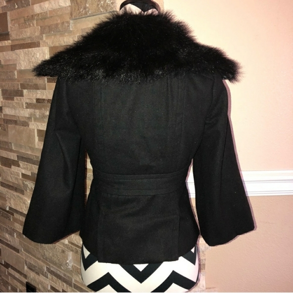 Black Button Up Pea Coat - Picture 3 of 5